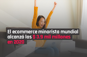 El ecommerce minorista mundial alcanzó los $ 3.9 mil millones en 2020